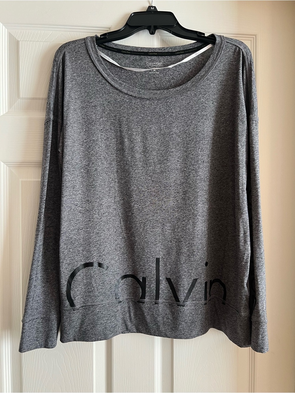 Calvin Klein Heather Gray Logo Long Sleeve Sweatshirt
